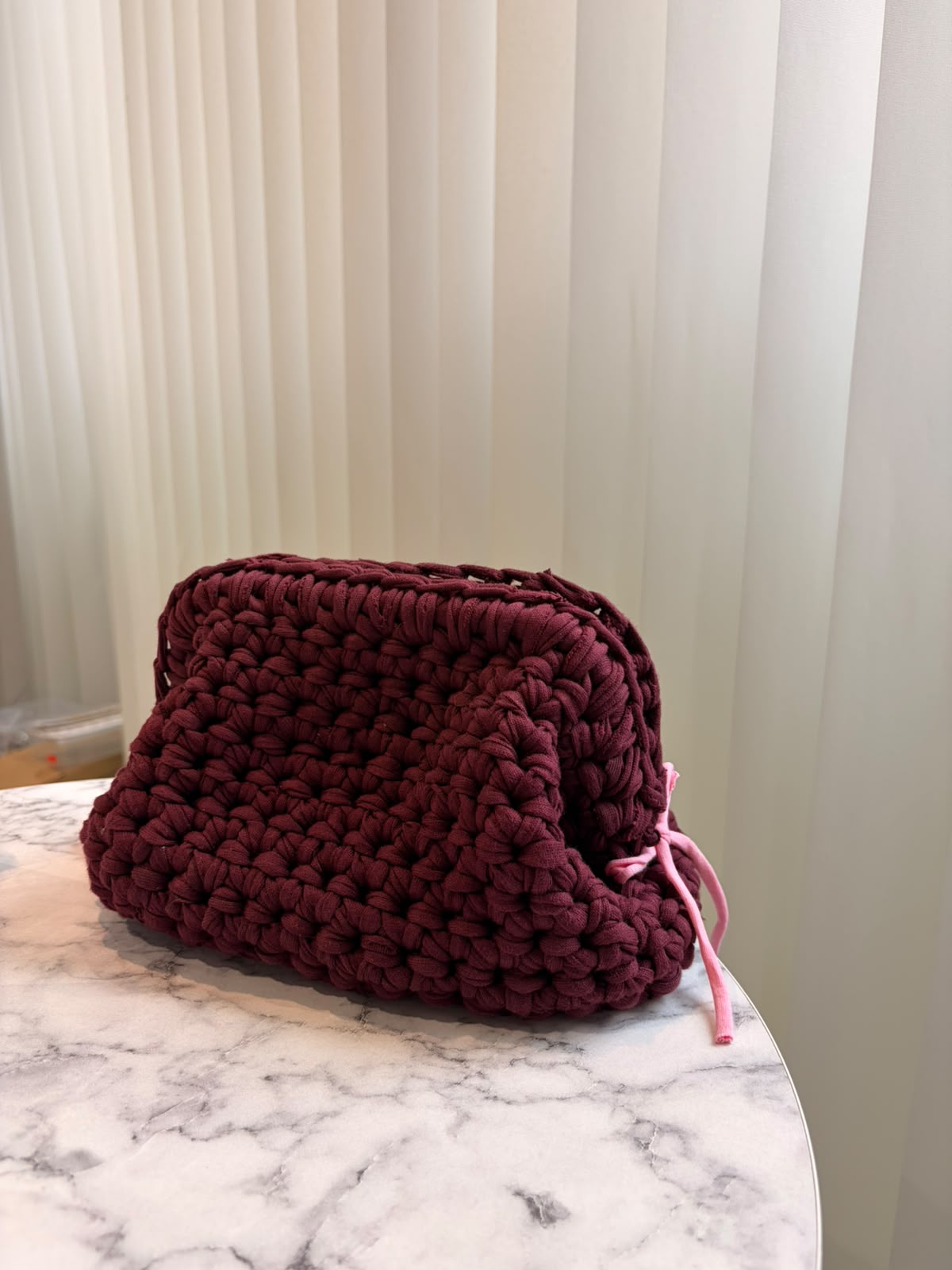 Bordo El Örgüsü Clutch Çanta