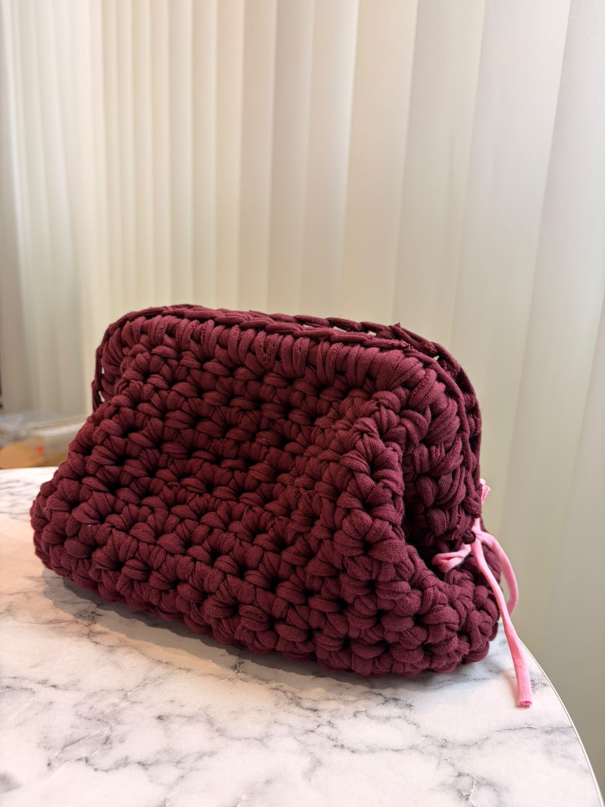 Bordo El Örgüsü Clutch Çanta - Görsel 2
