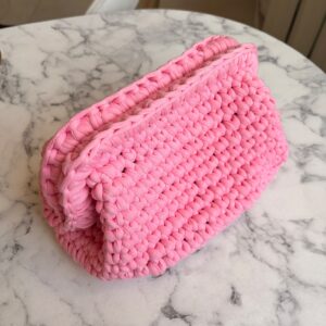 El Örgüsü Pembe Clutch Çanta